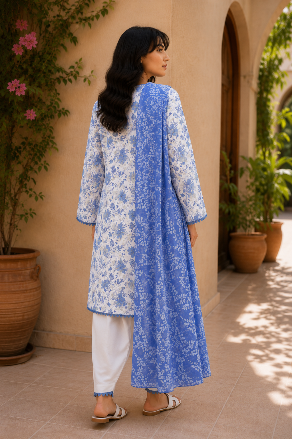 Alkaram 3-Piece Printed Lawn Suit – Unstitched Printed Shirt, Lawn Dupatta & Dyed Trouser