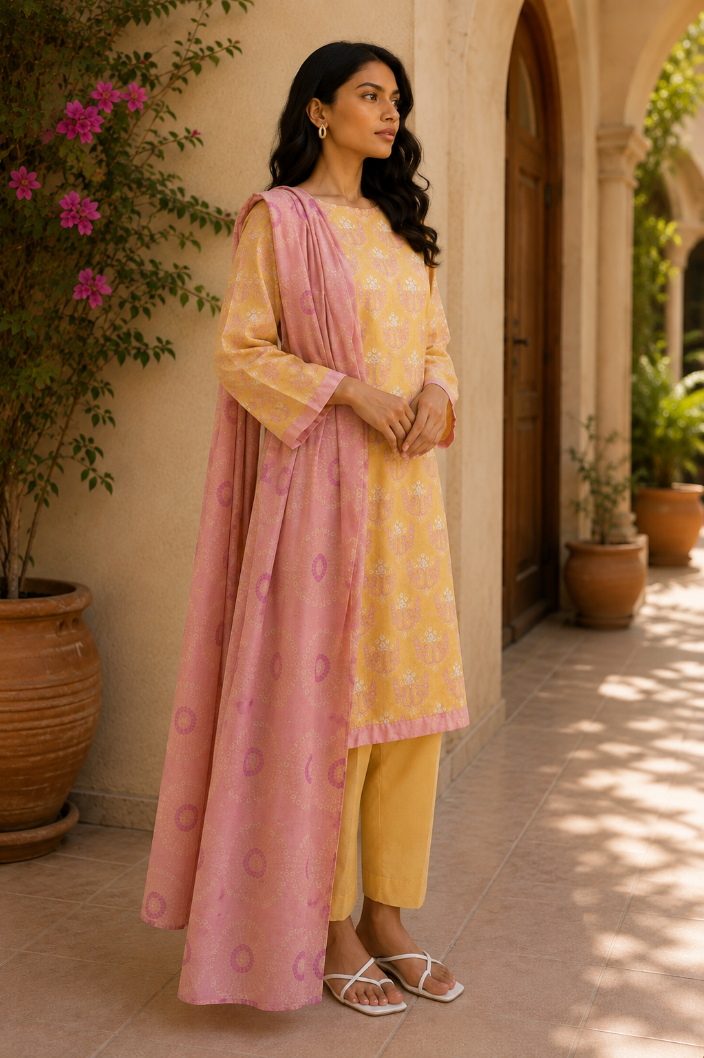 Alkaram 3-Piece Printed Lawn Suit – Unstitched Printed Shirt, Lawn Dupatta & Dyed Trouser