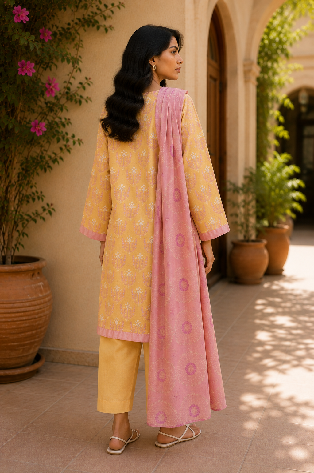 Alkaram 3-Piece Printed Lawn Suit – Unstitched Printed Shirt, Lawn Dupatta & Dyed Trouser