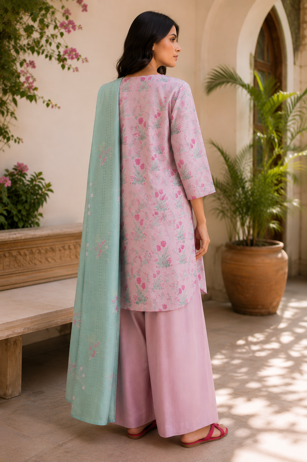 Alkaram 3-Piece Printed Lawn Suit – Unstitched Printed Shirt, Lawn Dupatta & Dyed Trouser