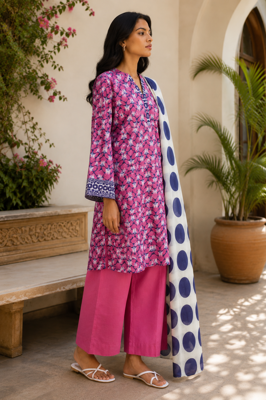Alkaram 3-Piece Printed Lawn Suit – Unstitched Printed Shirt, Lawn Dupatta & Dyed Trouser
