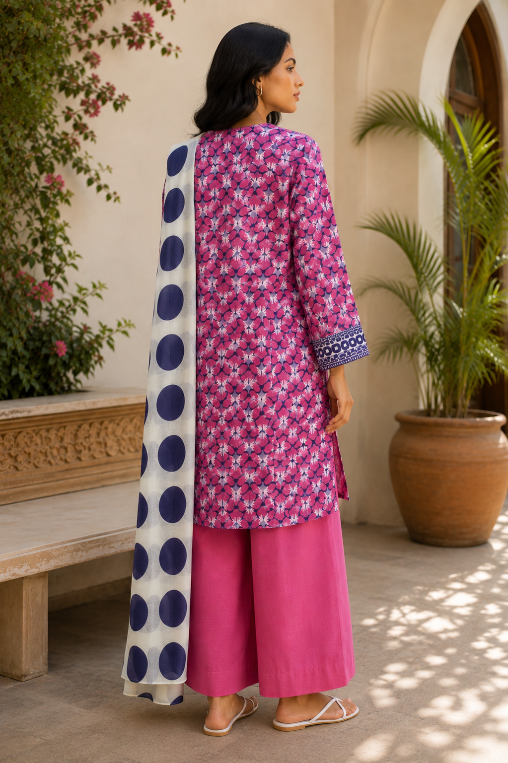 Alkaram 3-Piece Printed Lawn Suit – Unstitched Printed Shirt, Lawn Dupatta & Dyed Trouser