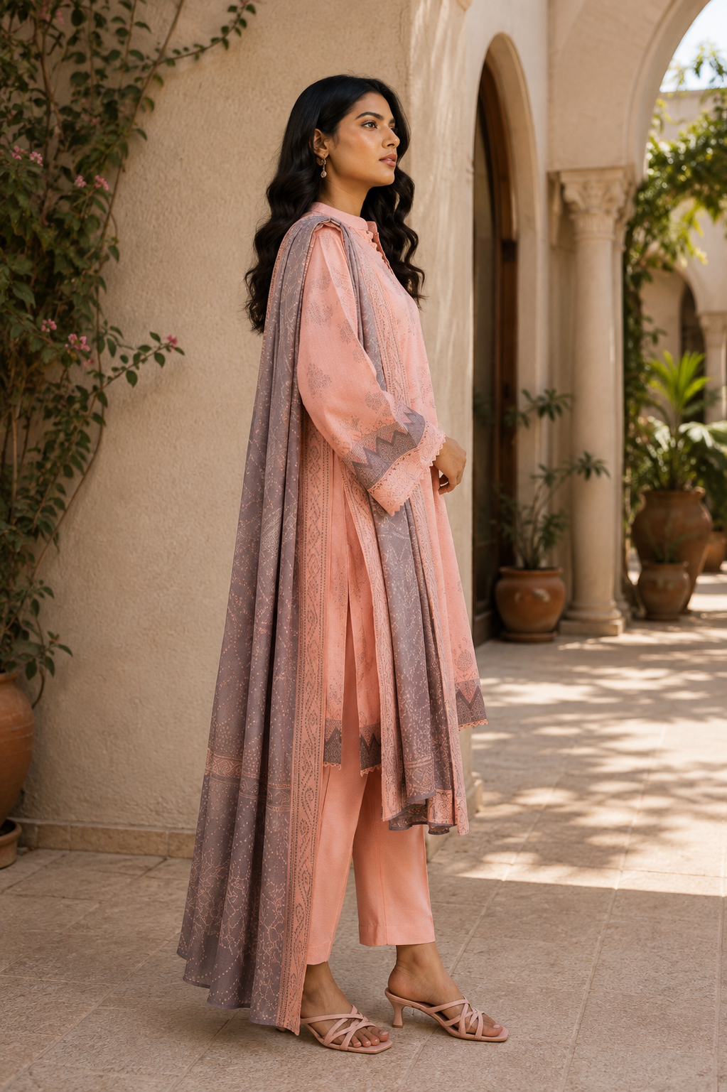 Alkaram 3-Piece Printed Lawn Suit – Unstitched Printed Shirt, Lawn Dupatta & Dyed Trouser