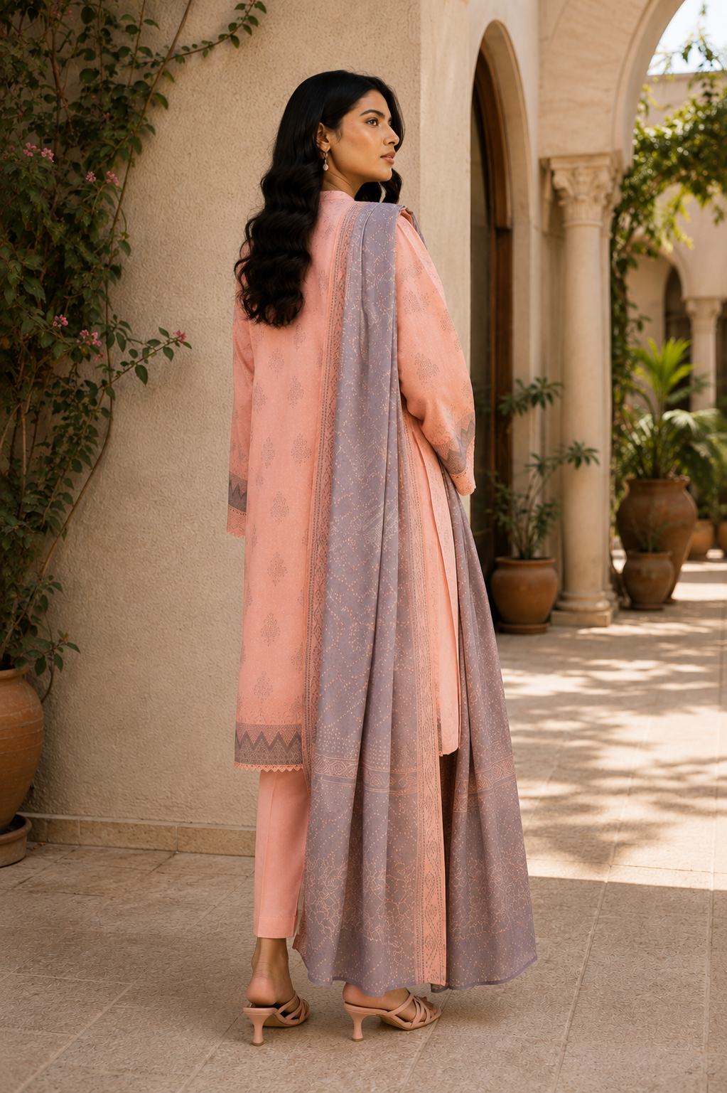 Alkaram 3-Piece Printed Lawn Suit – Unstitched Printed Shirt, Lawn Dupatta & Dyed Trouser