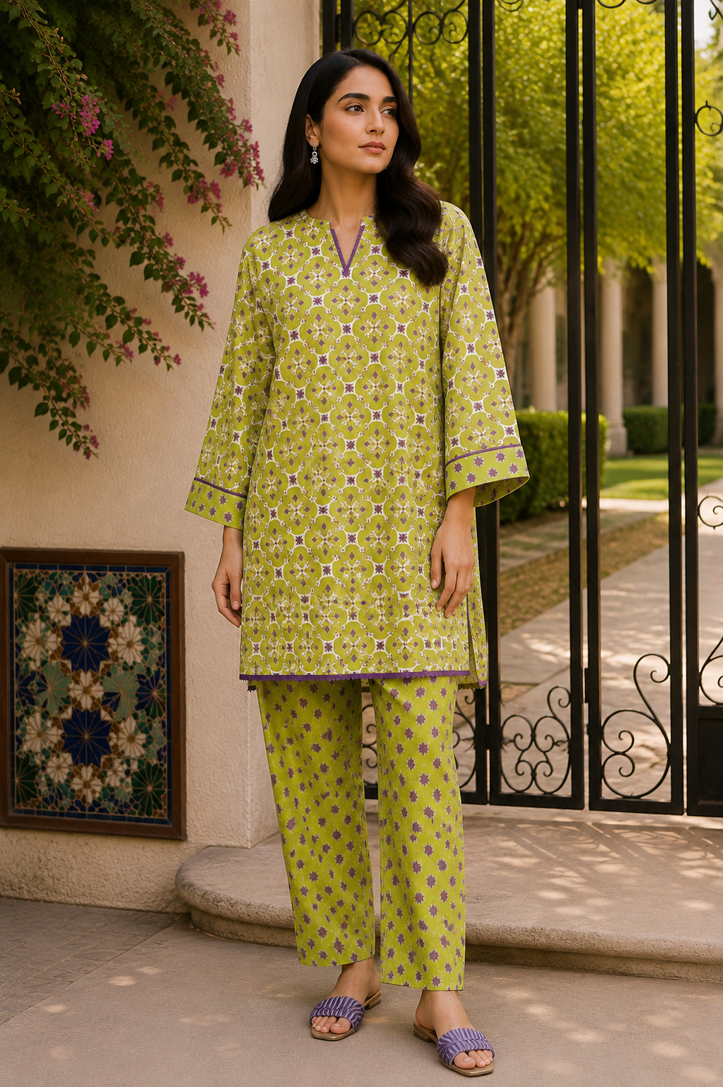 Alkaram Silver Basics 2-Piece Printed Khaddar Suit – Unstitched Shirt & Trouser | Coat Set