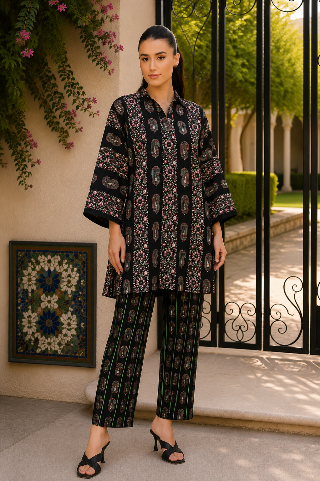 Alkaram Silver Basics 2-Piece Printed Khaddar Suit – Unstitched Shirt & Trouser | Coat Set