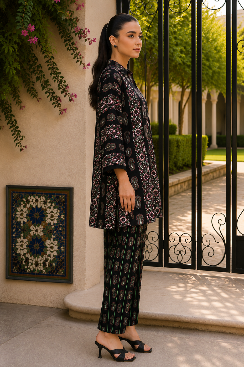 Alkaram Silver Basics 2-Piece Printed Khaddar Suit – Unstitched Shirt & Trouser | Coat Set