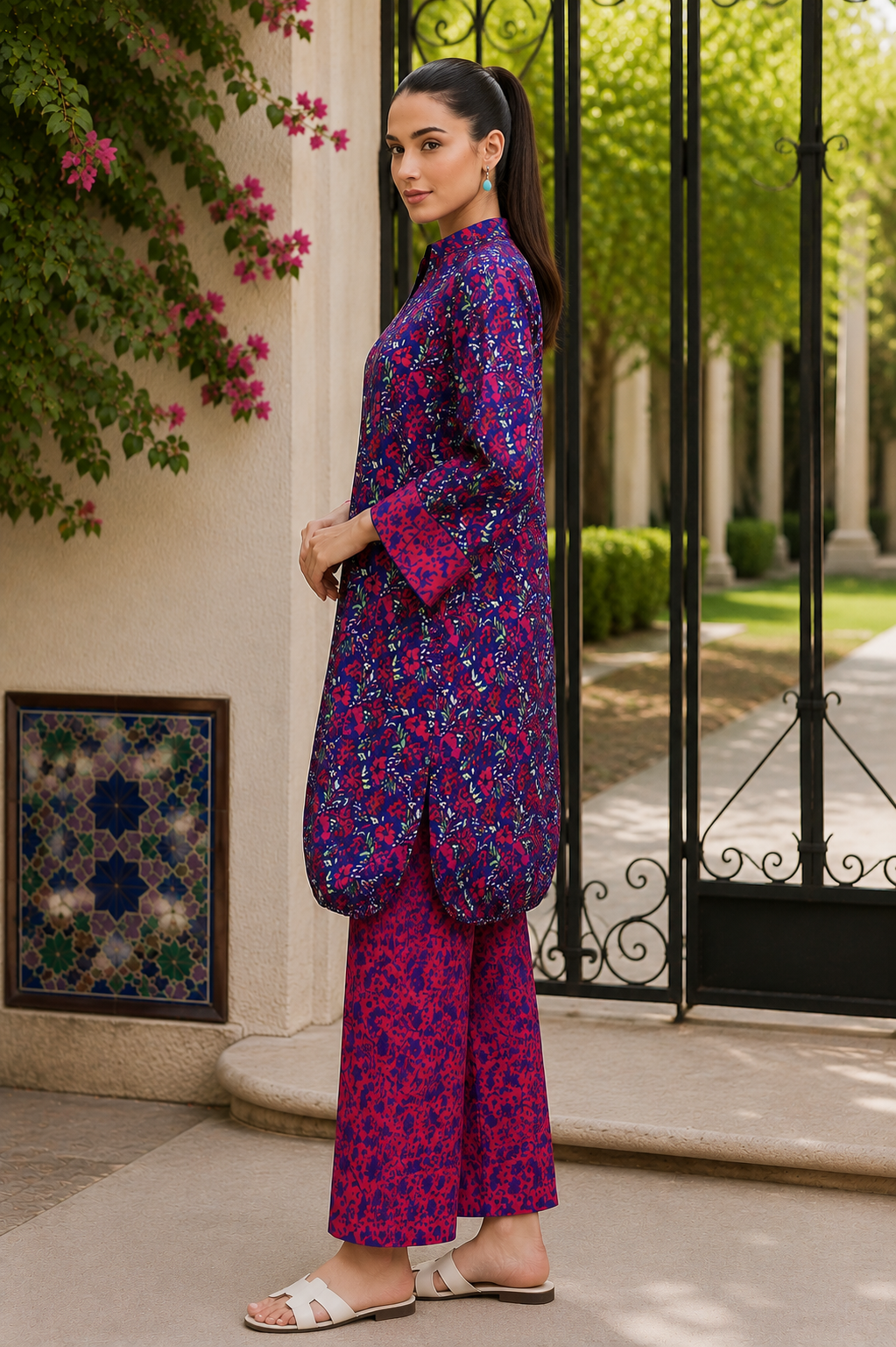 Alkaram Silver Basics 2-Piece Printed Khaddar Suit – Unstitched Shirt & Trouser | Coat Set