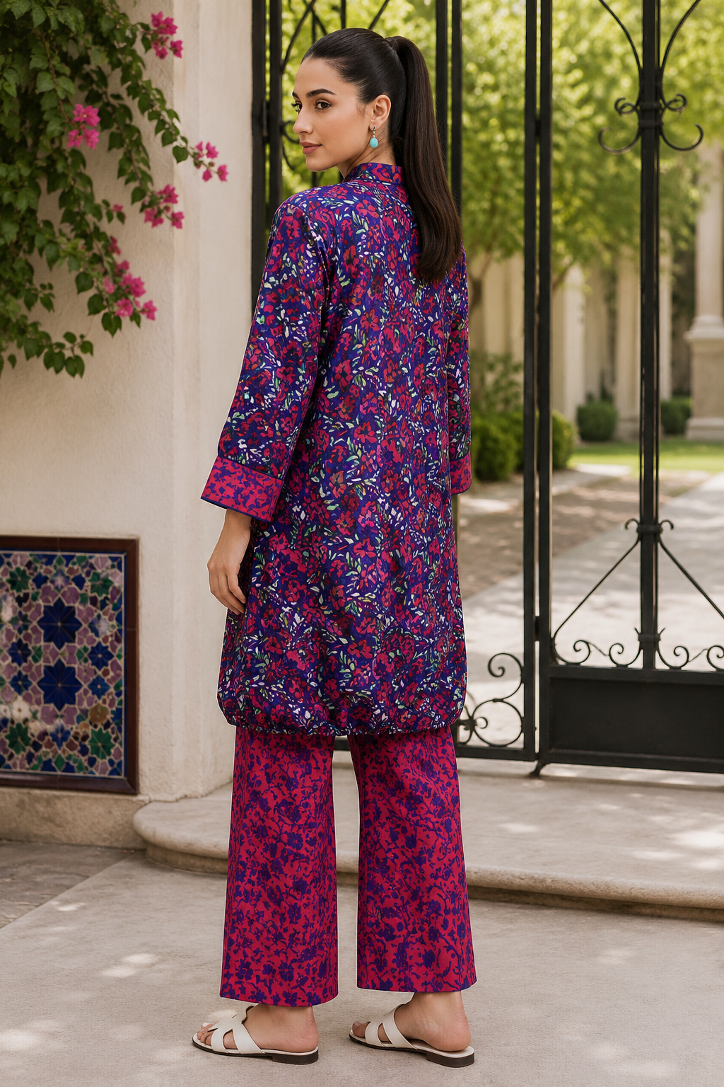 Alkaram Silver Basics 2-Piece Printed Khaddar Suit – Unstitched Shirt & Trouser | Coat Set