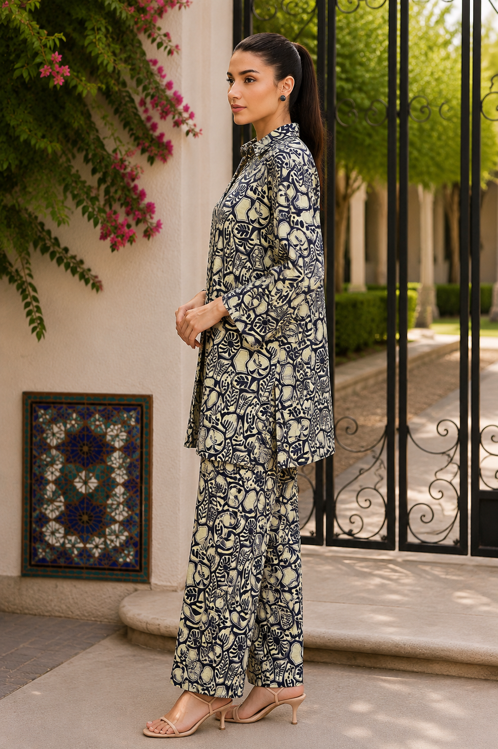 Alkaram Silver Basics 2-Piece Printed Khaddar Suit – Unstitched Shirt & Trouser | Coat Set
