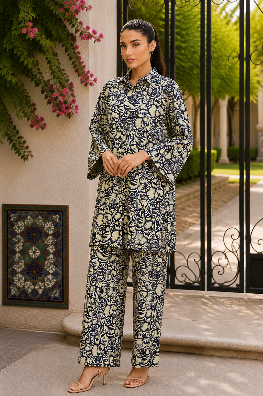 Alkaram Silver Basics 2-Piece Printed Khaddar Suit – Unstitched Shirt & Trouser | Coat Set