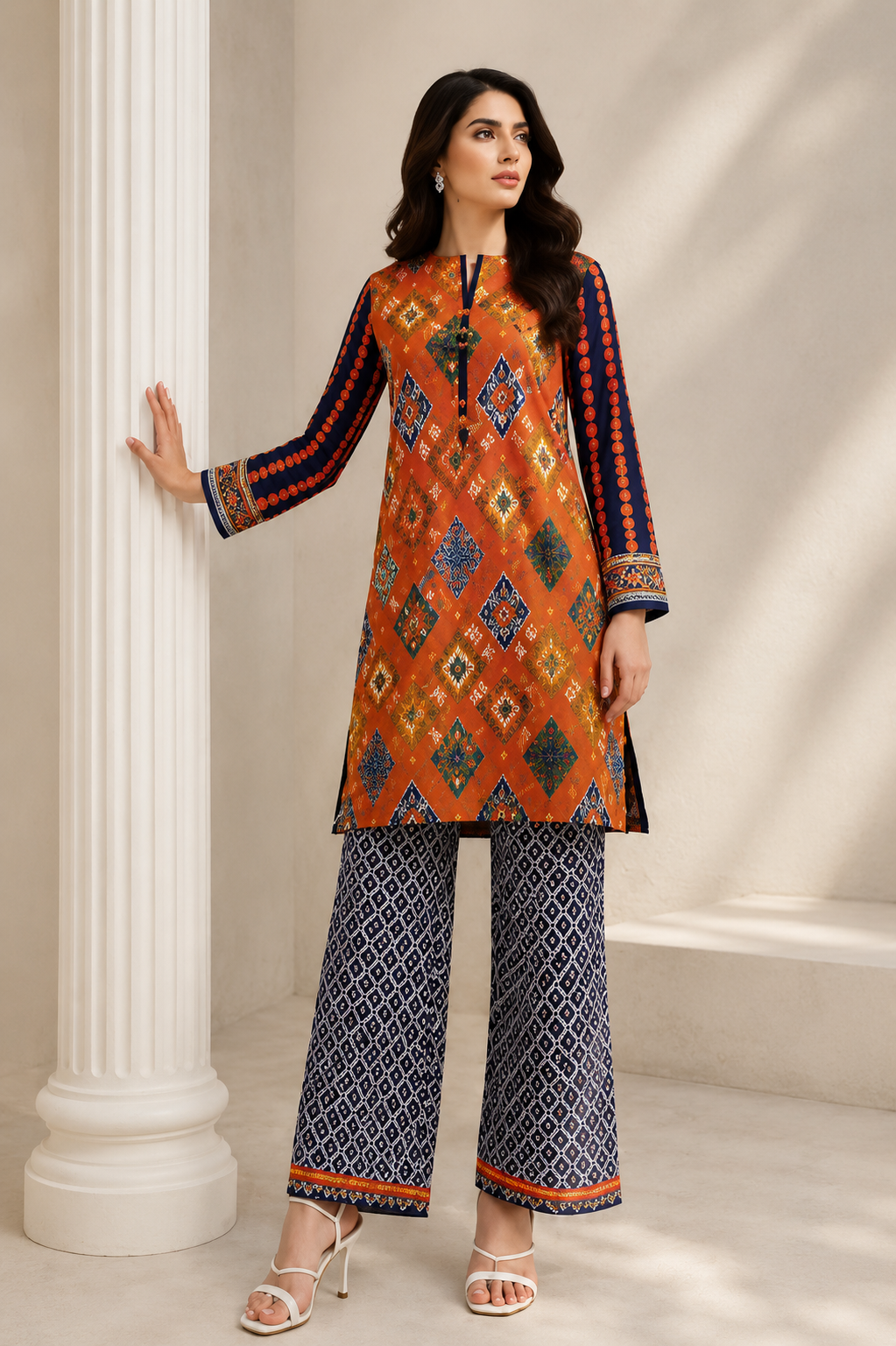 Alkaram Printed 2 Piece Unstitched Lawn Suit for Women | Printed Shirt & Trouser