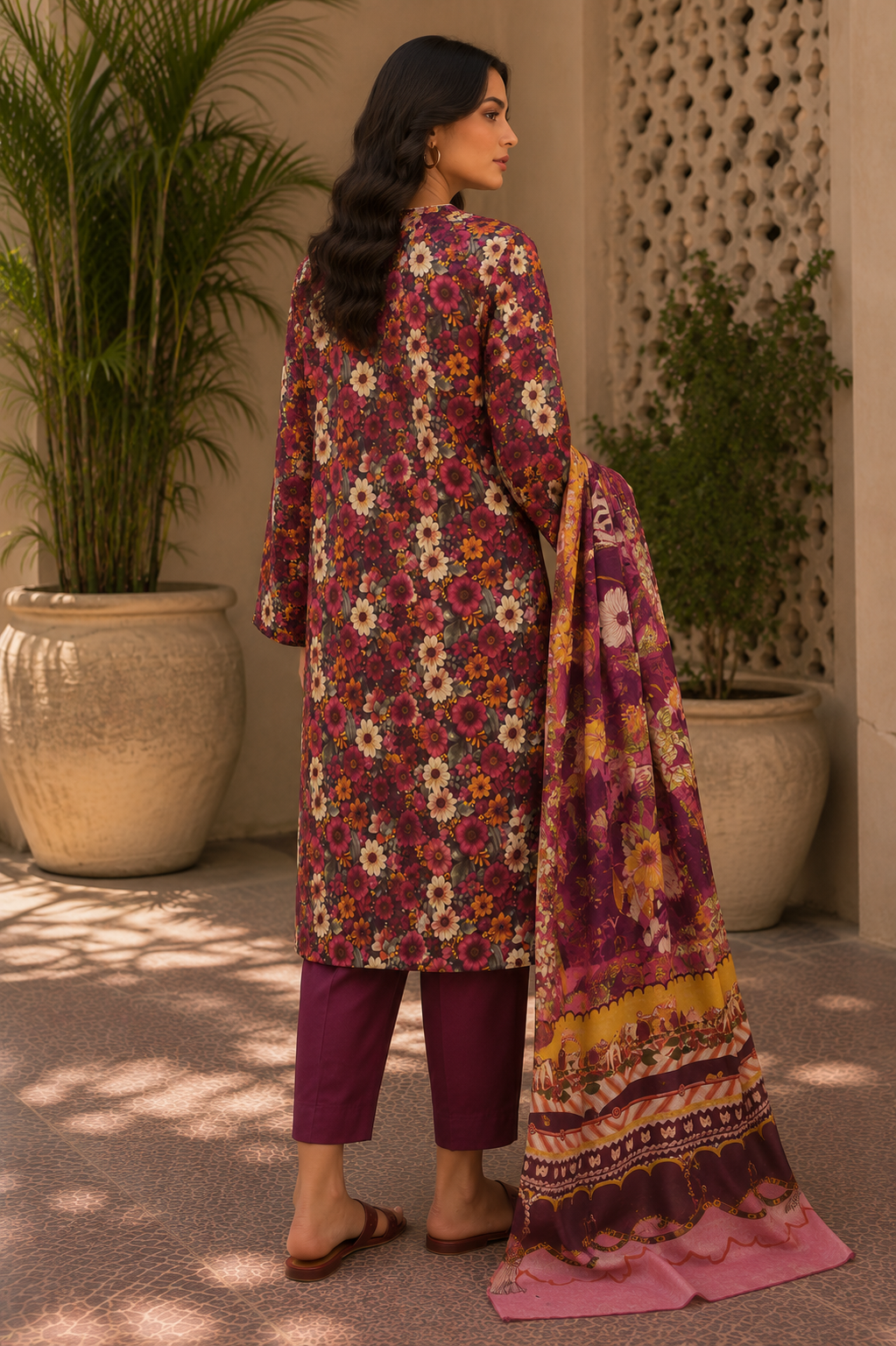 Heer By Blueberry 3-Piece Printed Soft Cotton Suit – Unstitched Soft Cotton Shirt, Dupatta & Trouser