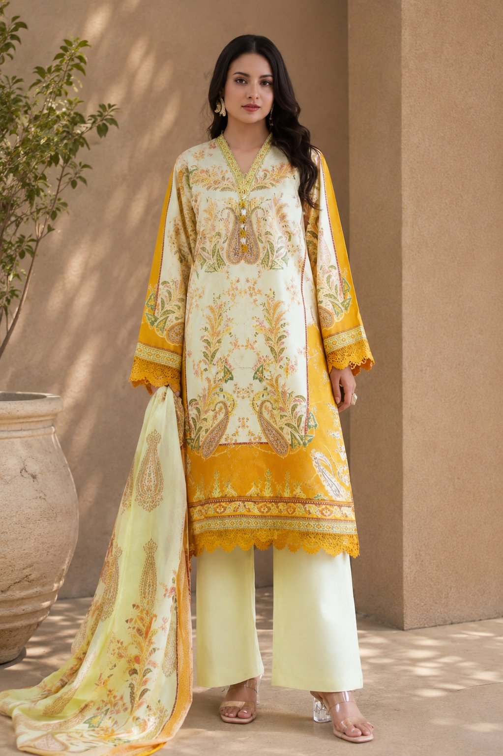 Bonanza Satrangi 3-Piece Digital Printed Lawn Suit – Unstitched Shirt, Dupatta & Trouser
