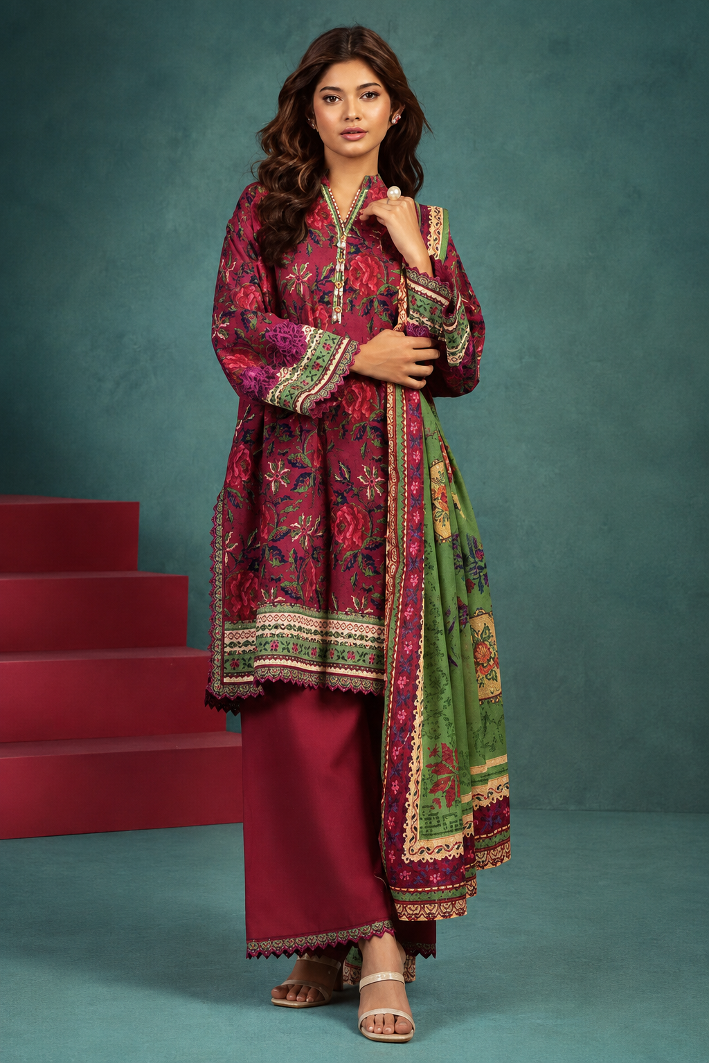 Bonanza Satrangi 3-Piece Digital Printed Lawn Suit – Unstitched Shirt, Dupatta & Trouser