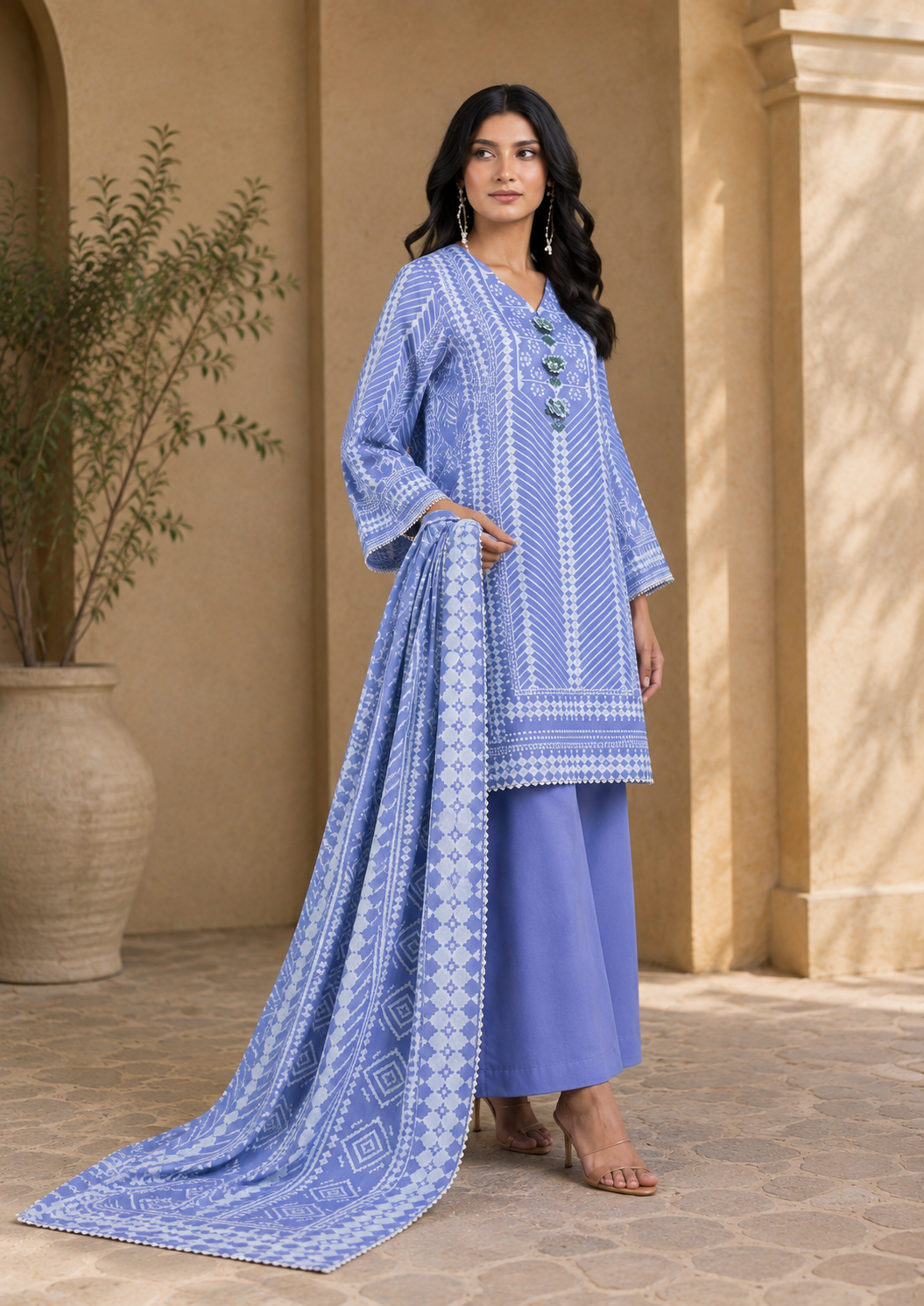 Bonanza Satrangi 3-Piece Digital Printed Lawn Suit – Unstitched Shirt, Dupatta & Trouser