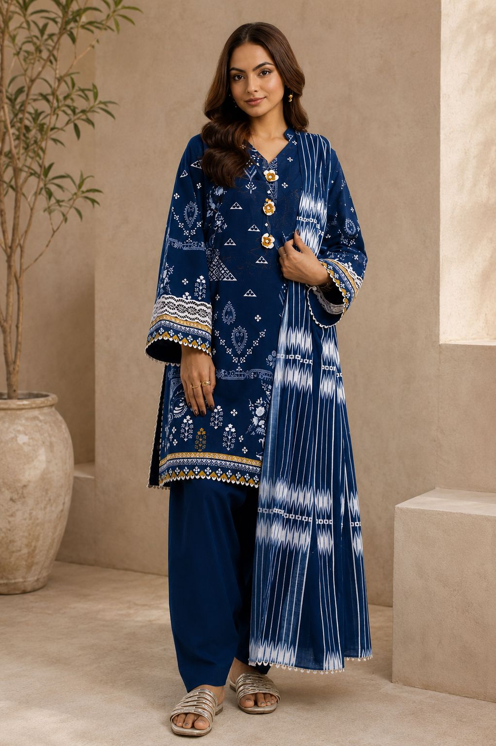 Bonanza Satrangi 3-Piece Digital Printed Lawn Suit – Unstitched Shirt, Dupatta & Trouser