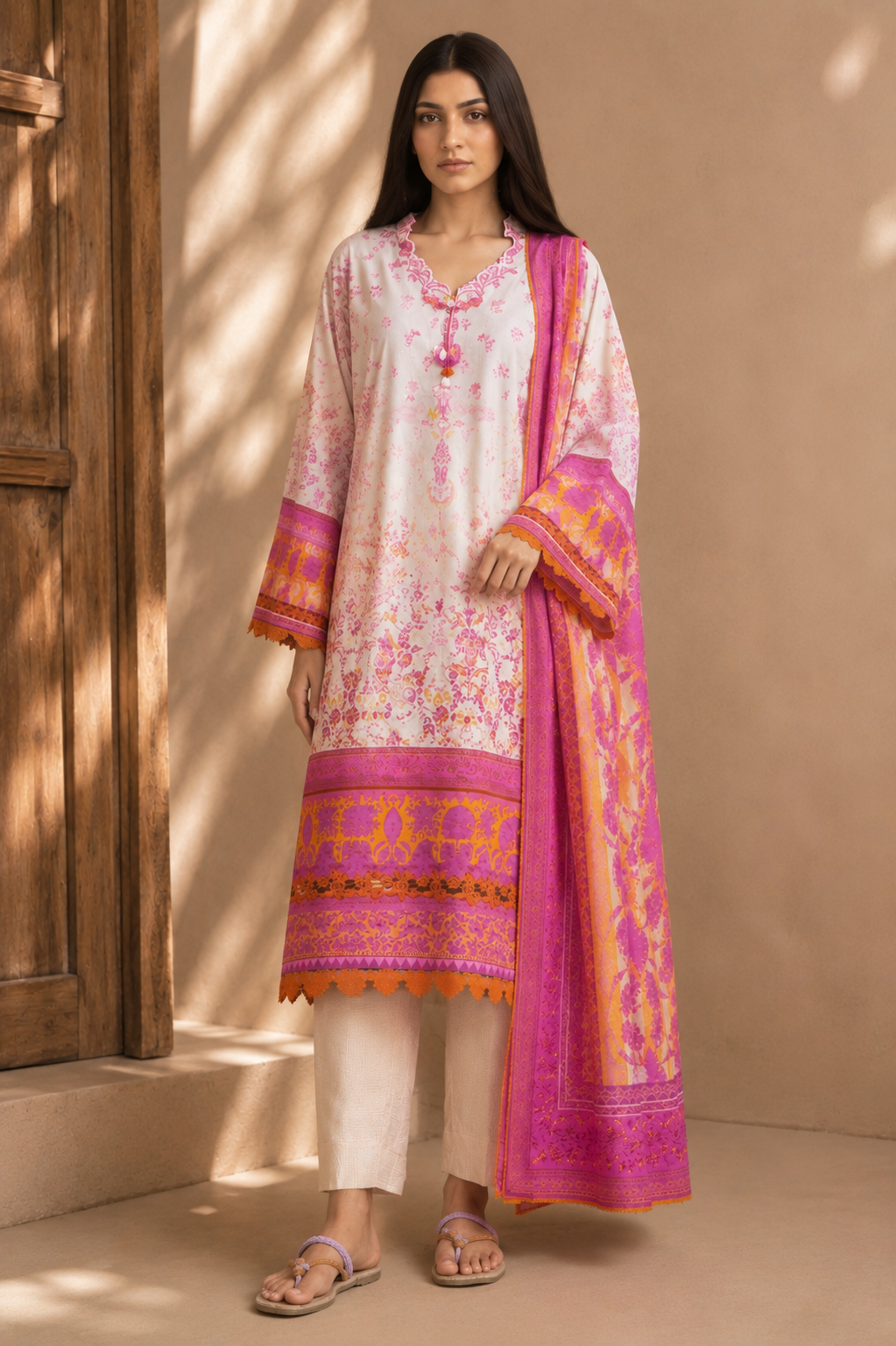 Bonanza Satrangi 3-Piece Digital Printed Lawn Suit – Unstitched Shirt, Dupatta & Trouser