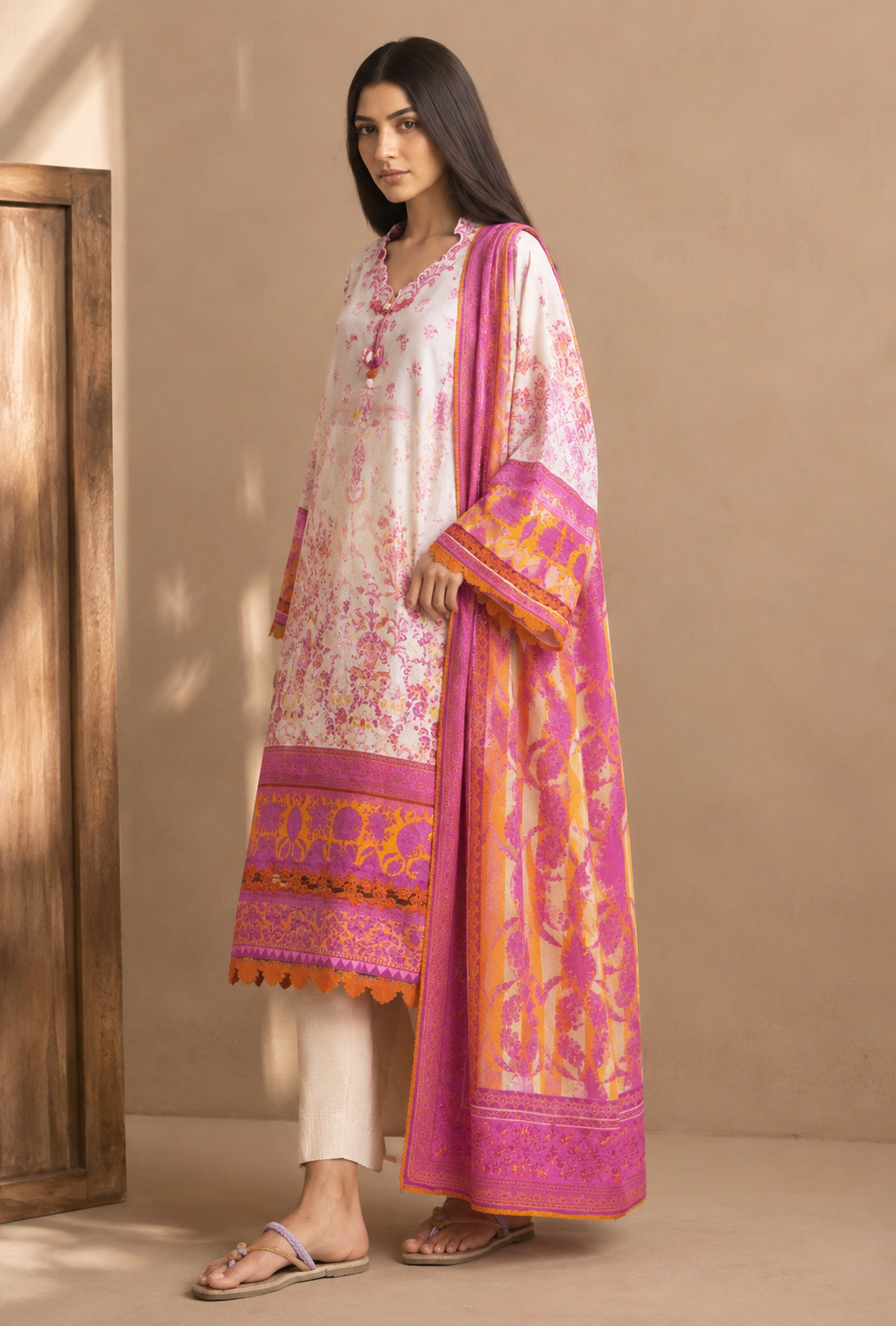 Bonanza Satrangi 3-Piece Digital Printed Lawn Suit – Unstitched Shirt, Dupatta & Trouser