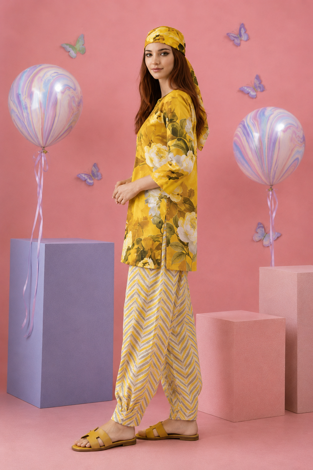Regalia Cocoon 6 Chapter Floral Printed UNSTITCHED SUIT Printed 2 Piece Suit for Women
