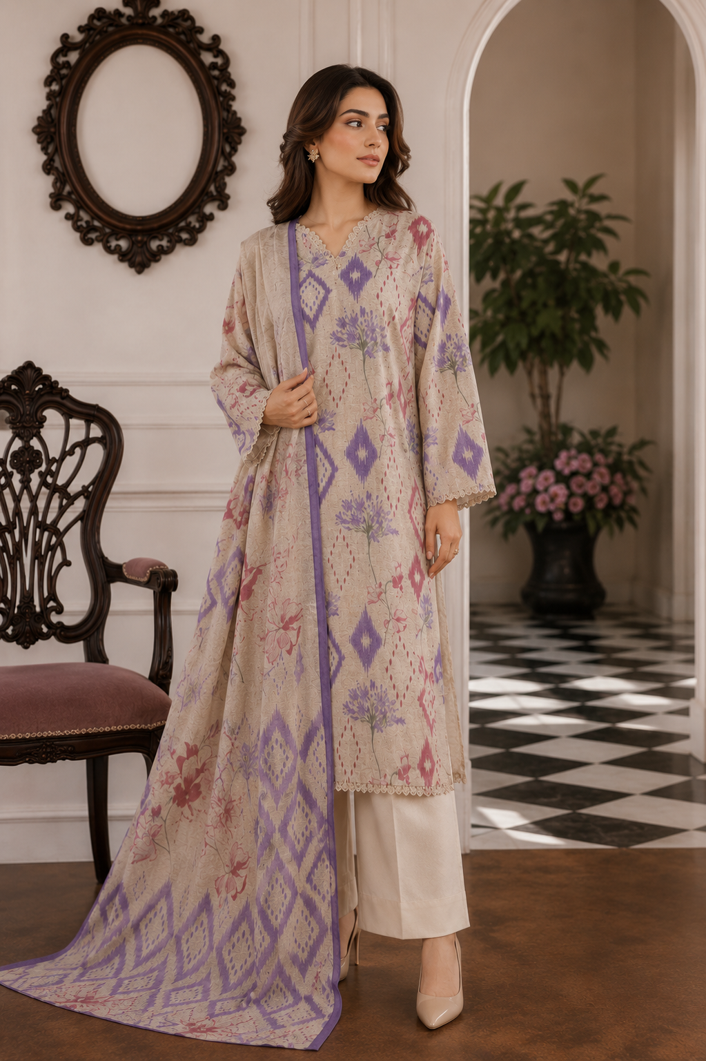 MTJ Tariq Jamil 3 Piece Printed Lawn Suit | Premium Unstitched Summer Collection 2026