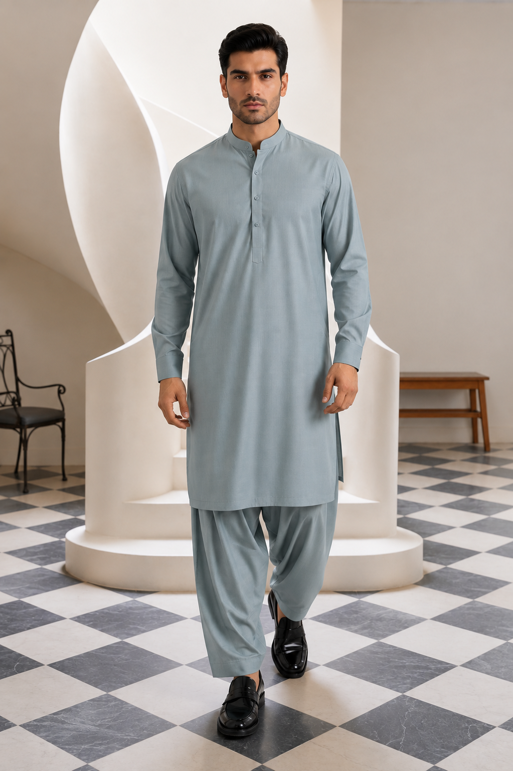 GulAhmed Men’s Unstitched Suit | Superior Quality Soft Cotton Men’s Collection /Turkish Blue