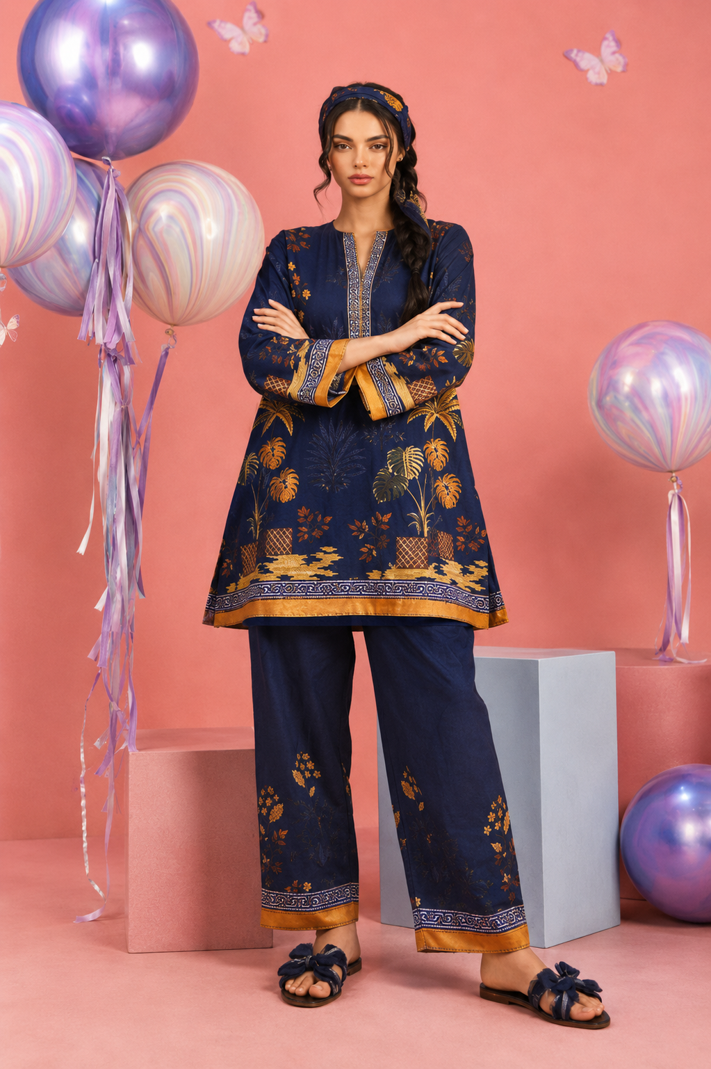 Regalia Cocoon 6 Chapter Floral Printed UNSTITCHED SUIT Printed 2 Piece Suit for Women