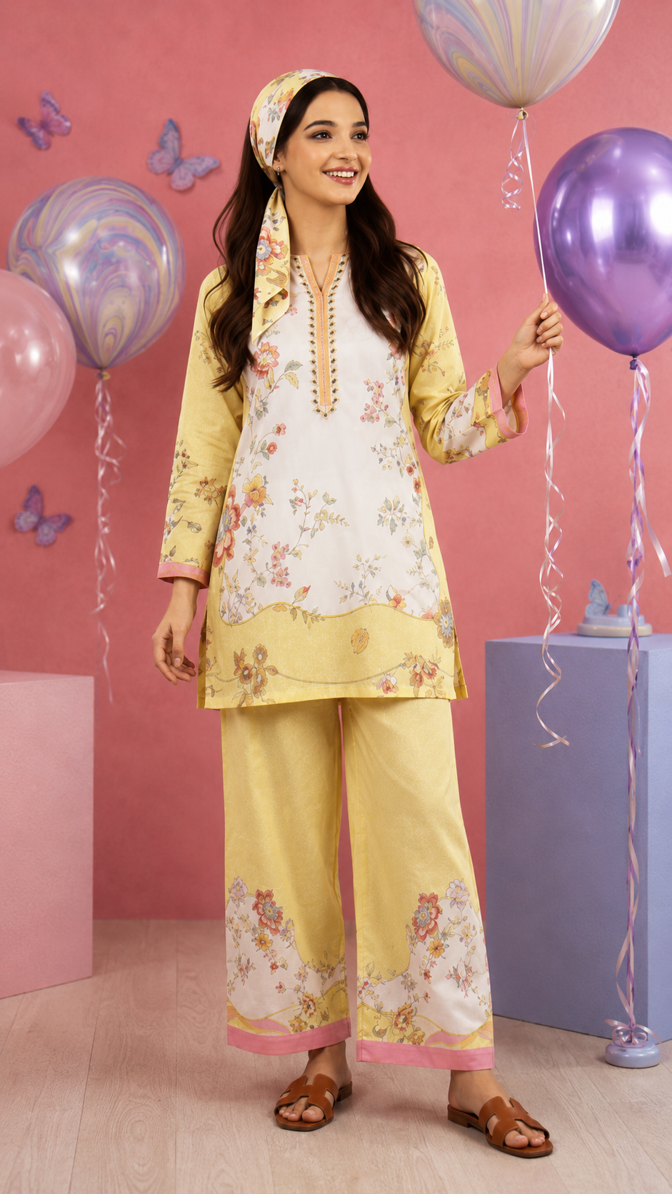 Regalia Cocoon 6 Chapter Floral Printed UNSTITCHED SUIT Printed 2 Piece Suit for Women