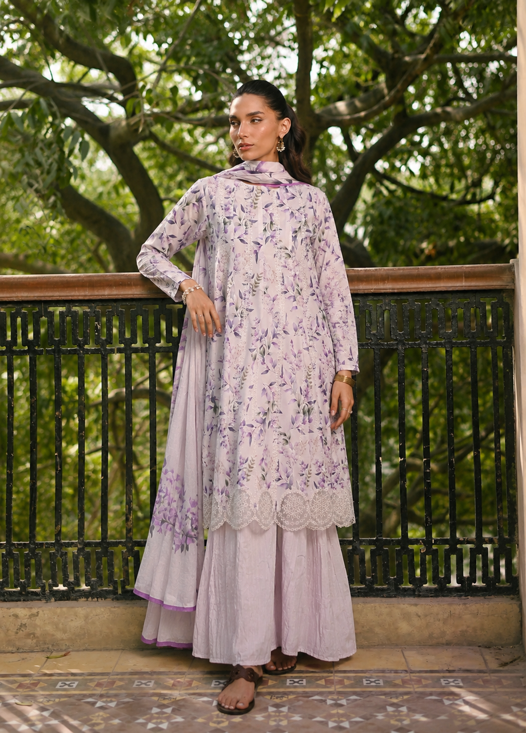 GulAhmed 3-Piece Summer Lawn Suit – Embroidered Printed Shirt with Lawn Dupatta & Dyed Trouser