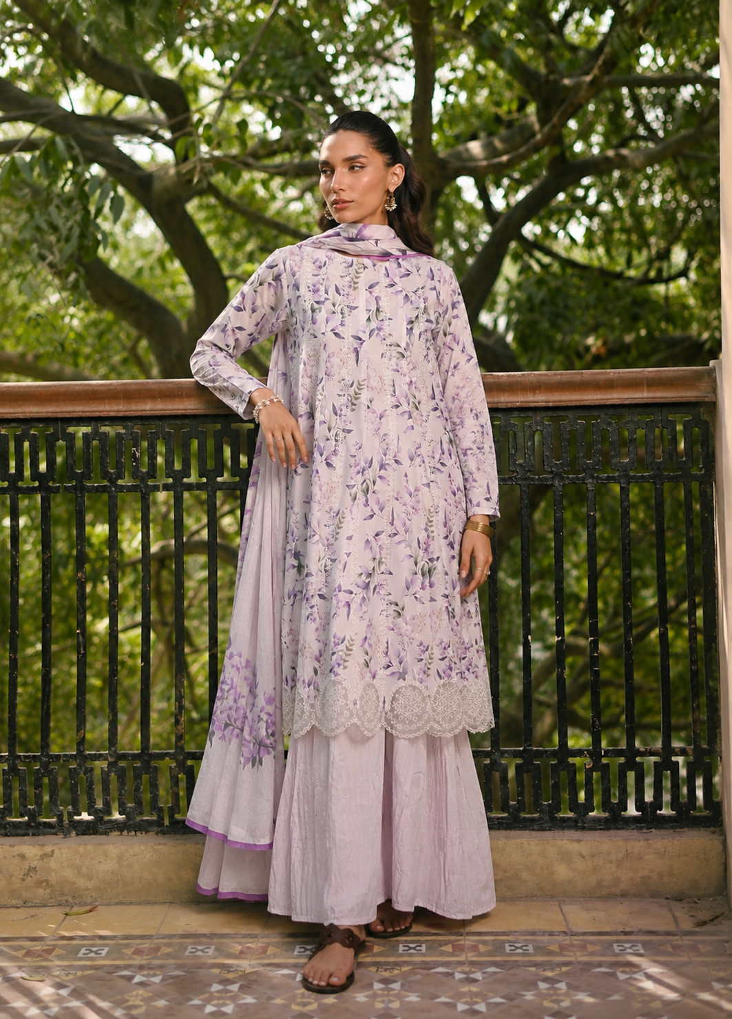 GulAhmed 3-Piece Summer Lawn Suit – Embroidered Printed Shirt with Lawn Dupatta & Dyed Trouser