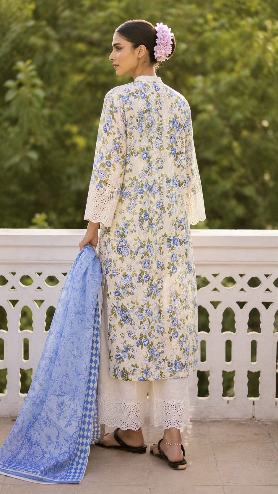GulAhmed 3-Piece Summer Lawn Suit – Embroidered Printed Shirt with Lawn Dupatta & Dyed Trouser