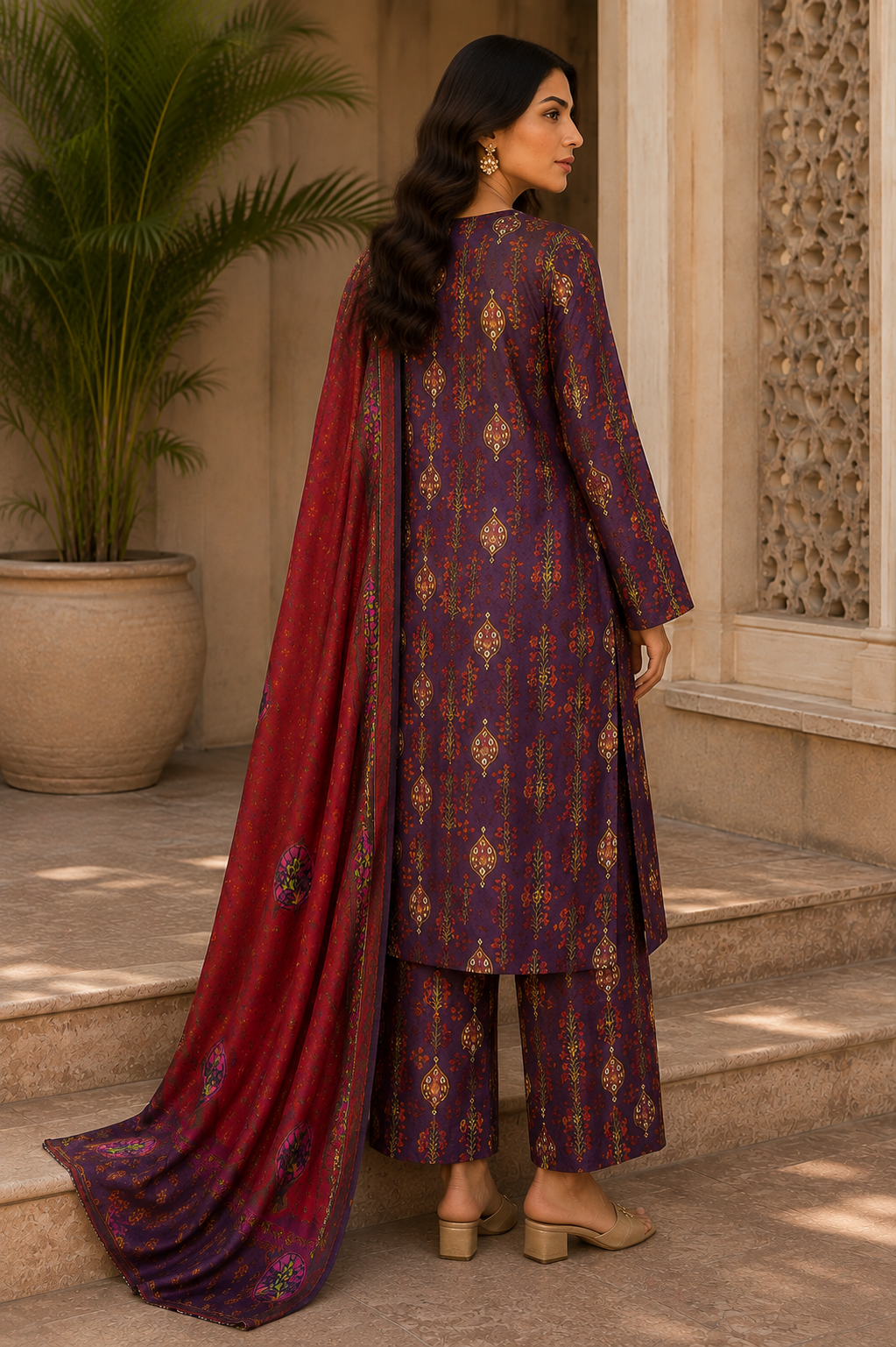 Heer By Blueberry 3-Piece Printed Soft Cotton Suit – Unstitched Soft Cotton Shirt, Dupatta & Trouser