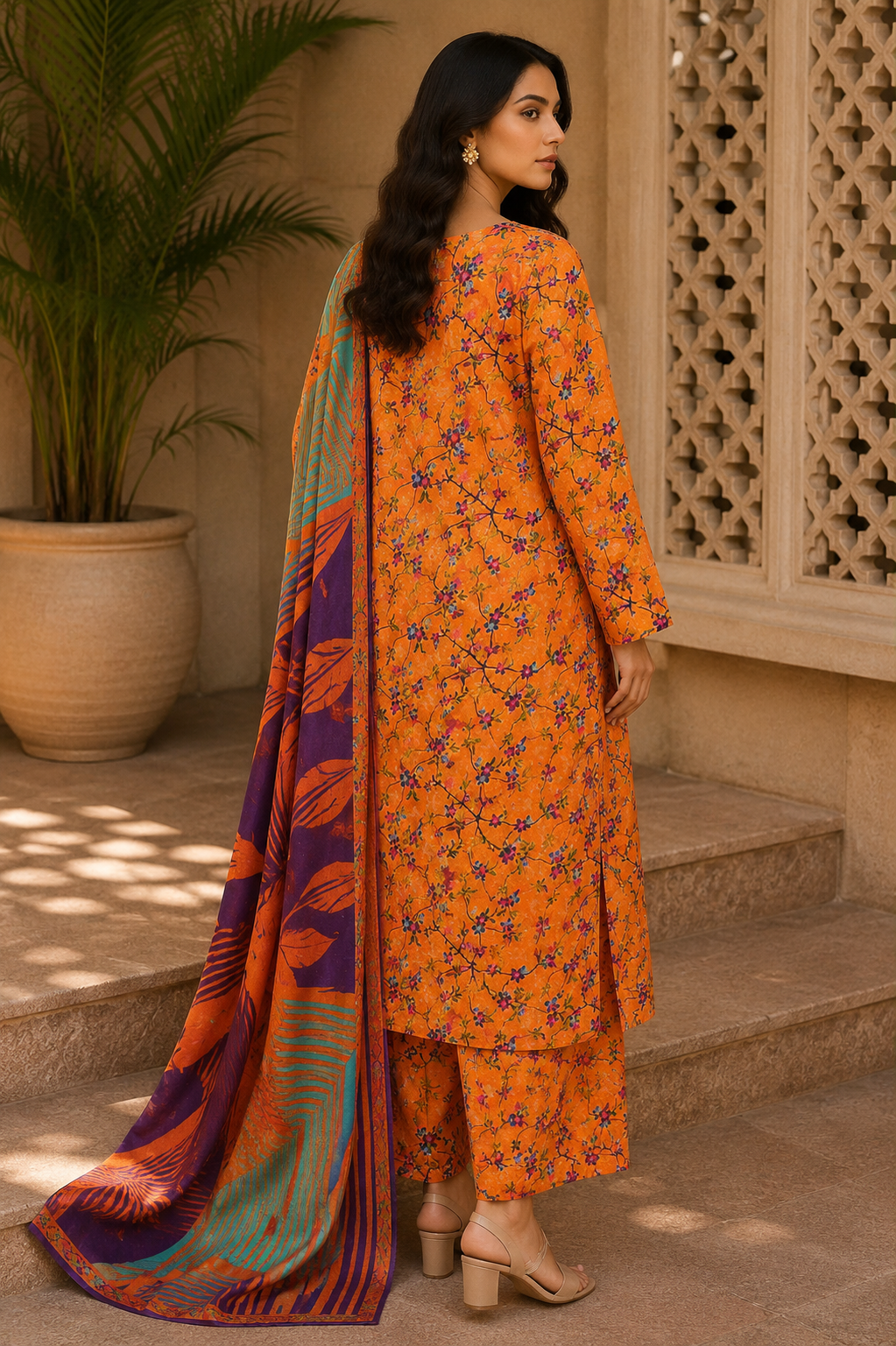 Heer By Blueberry 3-Piece Printed Soft Cotton Suit – Unstitched Soft Cotton Shirt, Dupatta & Trouser