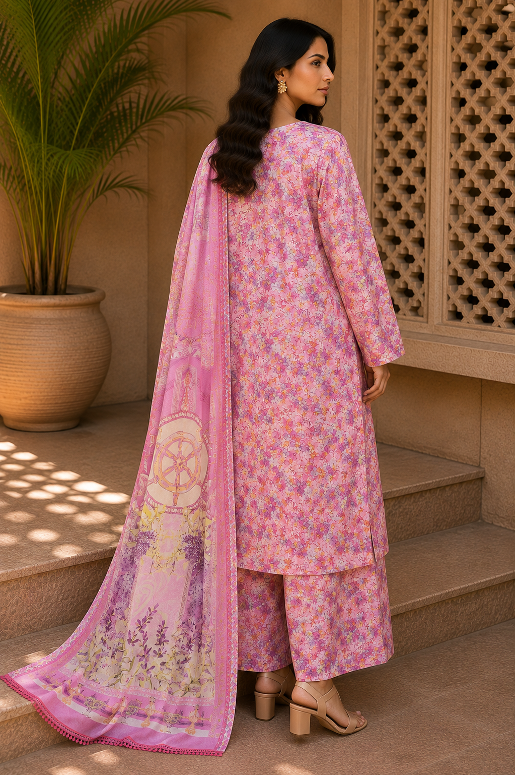 Heer By Blueberry 3-Piece Printed Soft Cotton Suit – Unstitched Soft Cotton Shirt, Dupatta & Trouser