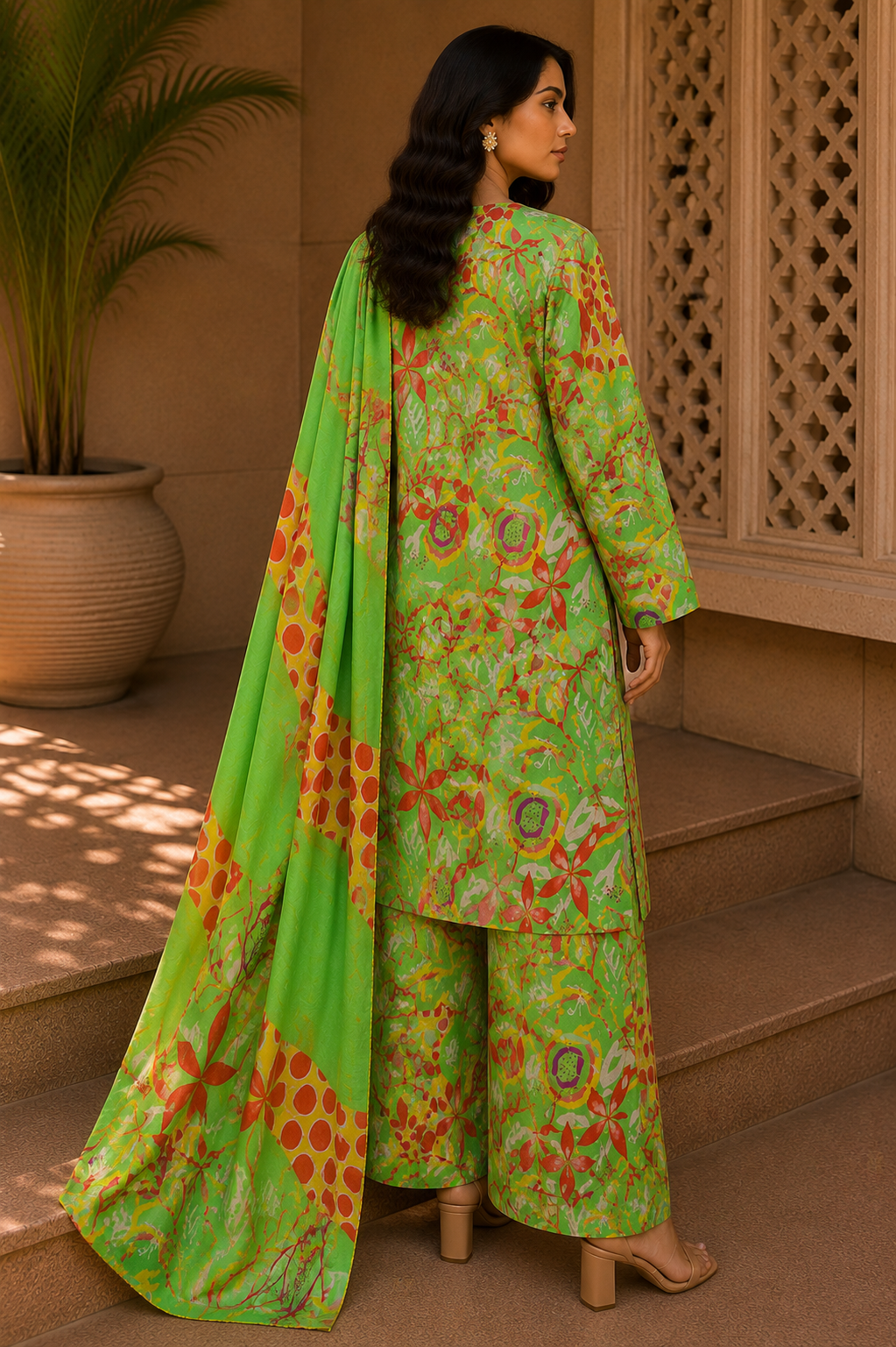 Heer By Blueberry 3-Piece Printed Soft Cotton Suit – Unstitched Soft Cotton Shirt, Dupatta & Trouser
