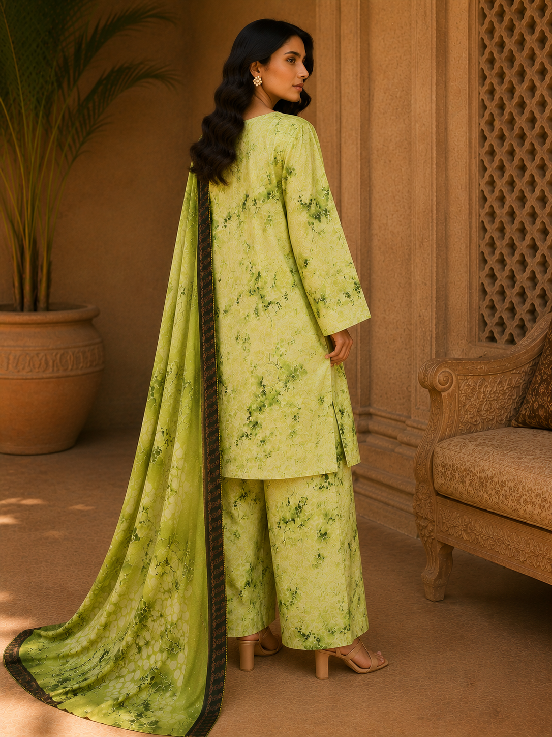 Heer By Blueberry 3-Piece Printed Soft Cotton Suit – Unstitched Soft Cotton Shirt, Dupatta & Trouser