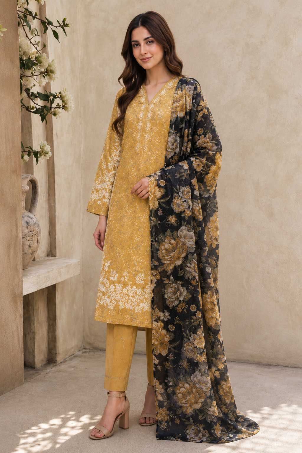 Limelight 2-Piece Digital Printed Suit – Unstitched Cambric Shirt | with Lawn Dupatta