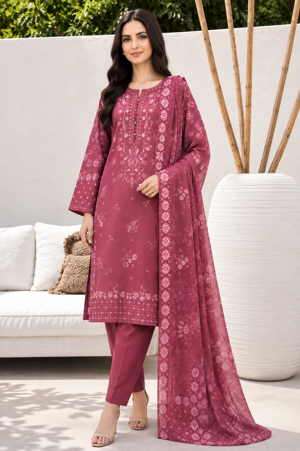 Limelight 2-Piece Digital Printed Suit – Unstitched Cambric Shirt | with Lawn Dupatta