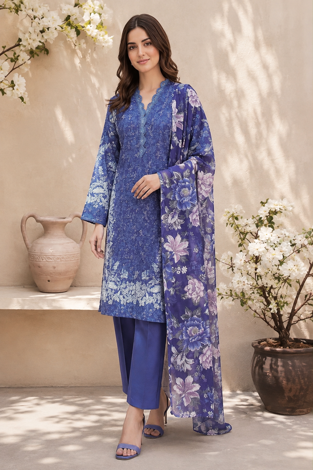 Limelight 2-Piece Digital Printed Suit – Unstitched Cambric Shirt | with Lawn Dupatta