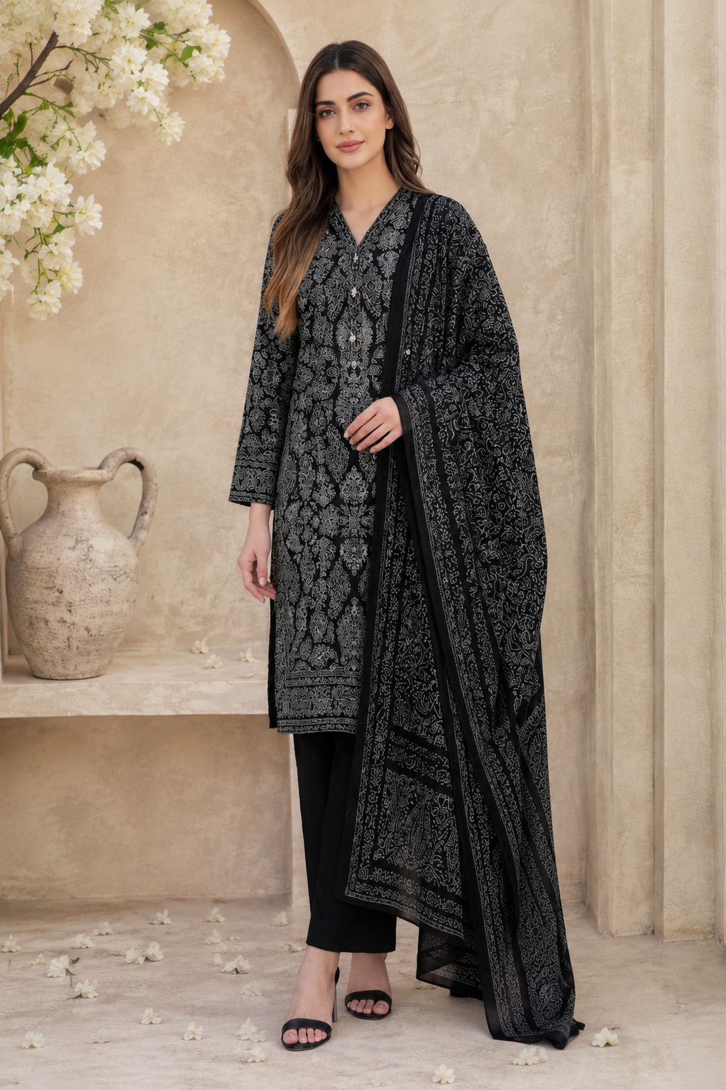 Limelight 2-Piece Digital Printed Suit – Unstitched Cambric Shirt | with Lawn Dupatta