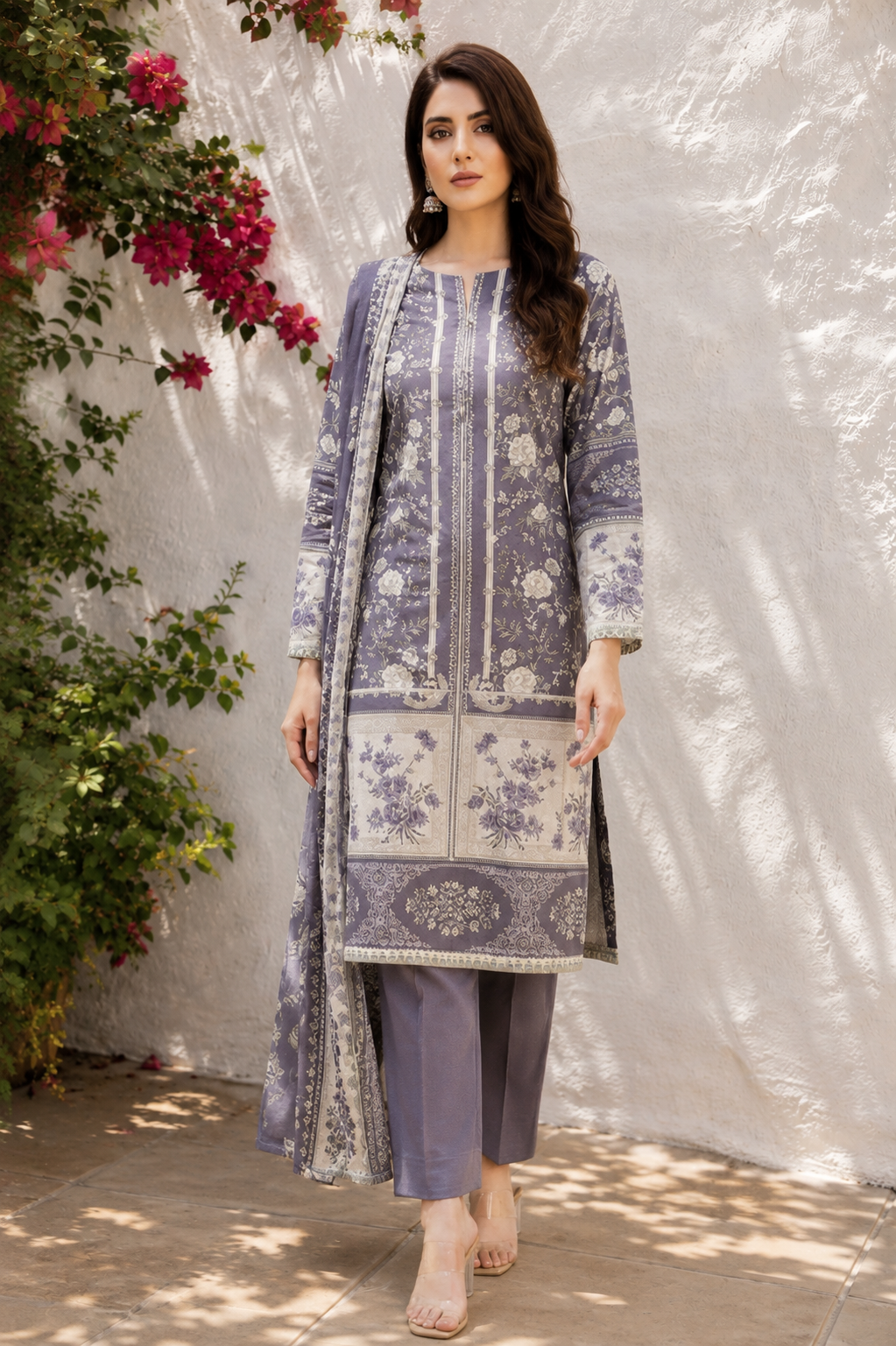 Limelight 2-Piece Digital Printed Suit – Unstitched Cambric Shirt | with Lawn Dupatta