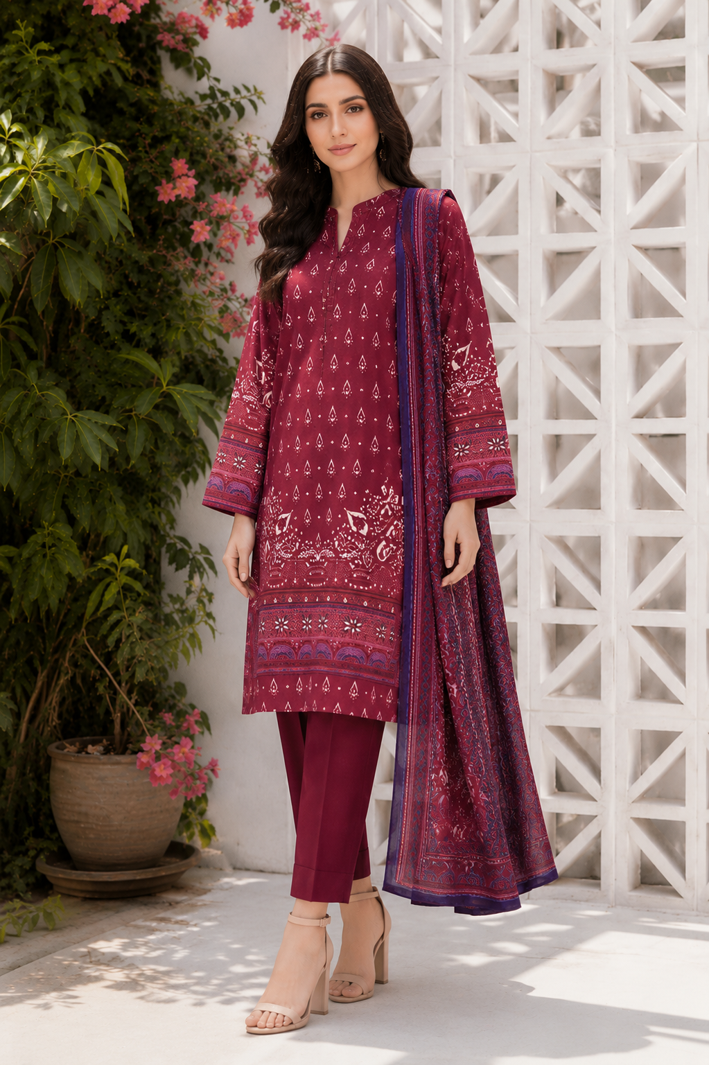 Limelight 2-Piece Digital Printed Suit – Unstitched Cambric Shirt | with Lawn Dupatta