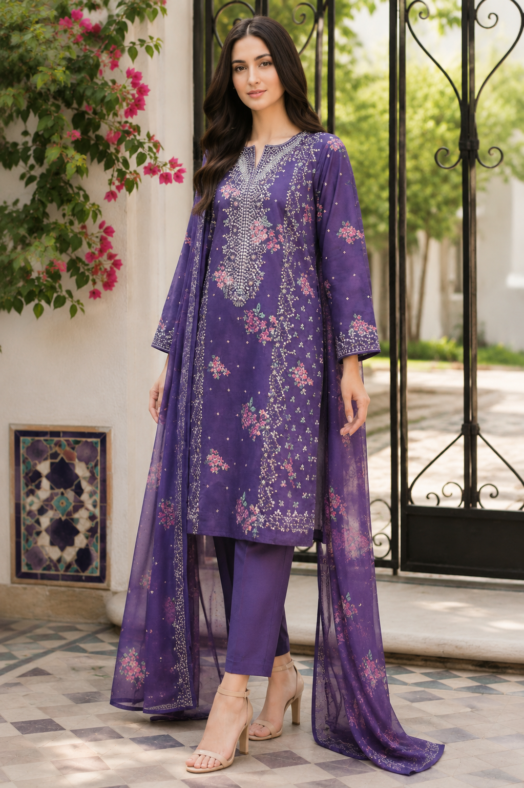 Limelight 2-Piece Digital Printed Suit – Unstitched Cambric Shirt | with Lawn Dupatta