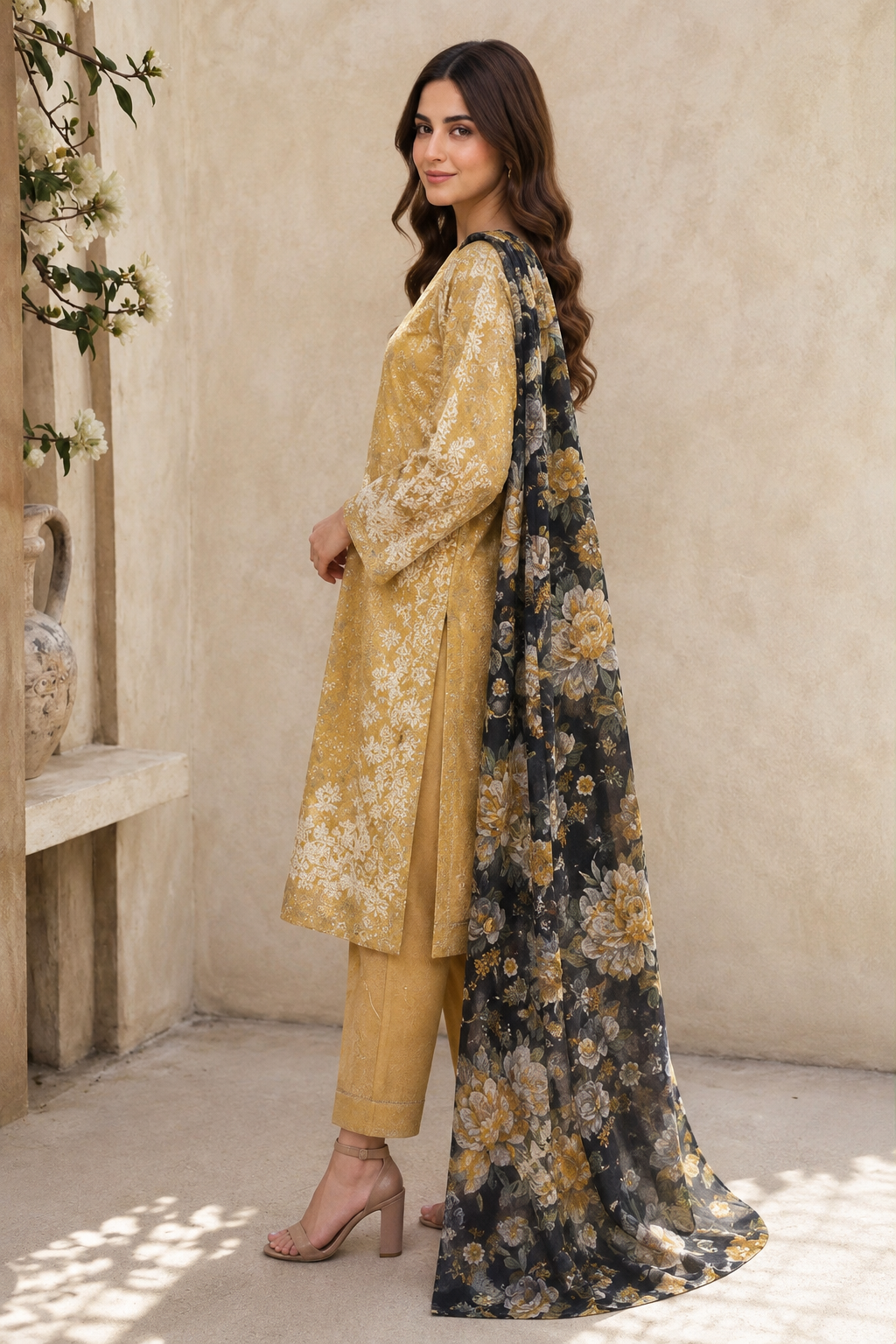 Limelight 2-Piece Digital Printed Suit – Unstitched Cambric Shirt | with Lawn Dupatta
