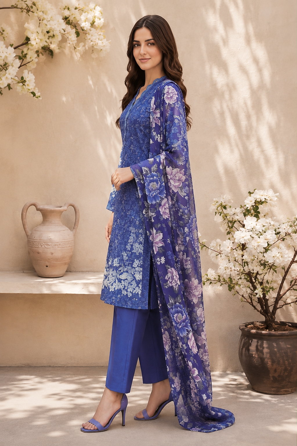 Limelight 2-Piece Digital Printed Suit – Unstitched Cambric Shirt | with Lawn Dupatta