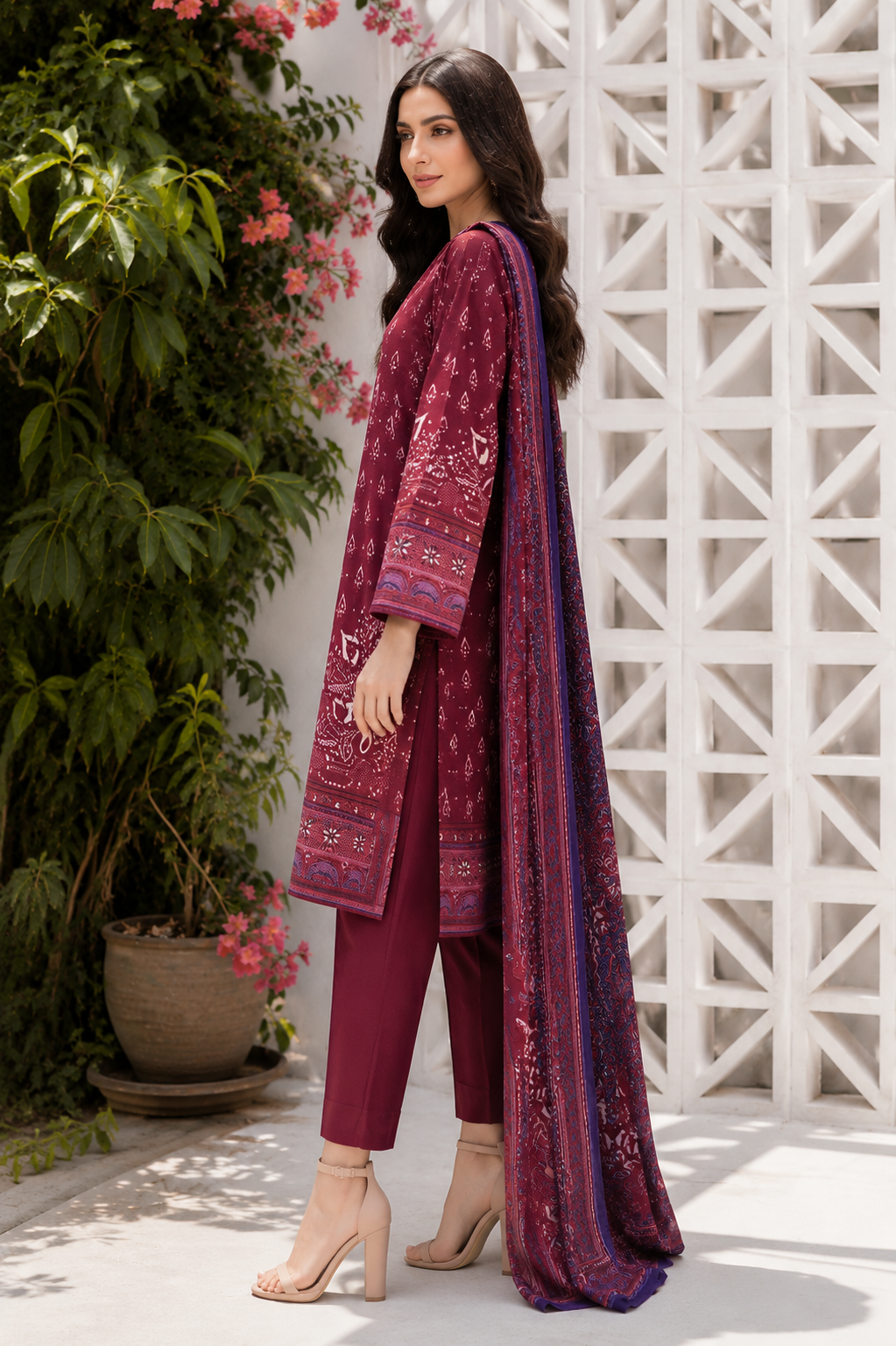 Limelight 2-Piece Digital Printed Suit – Unstitched Cambric Shirt | with Lawn Dupatta