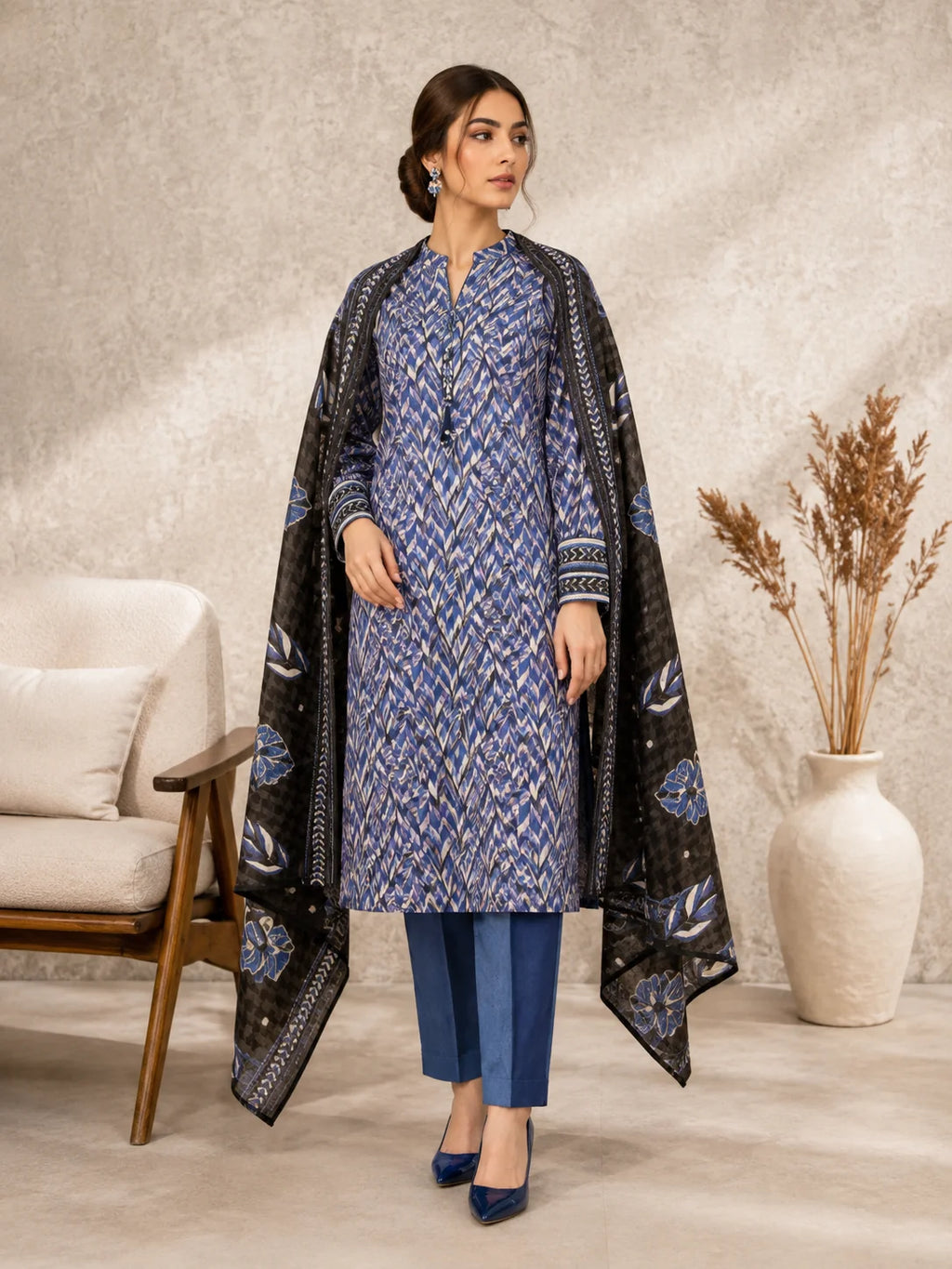 MTJ Tariq Jamil 2 Piece Printed Lawn Suit Shirt & Dupatta | Premium Unstitched Summer Collection 2026