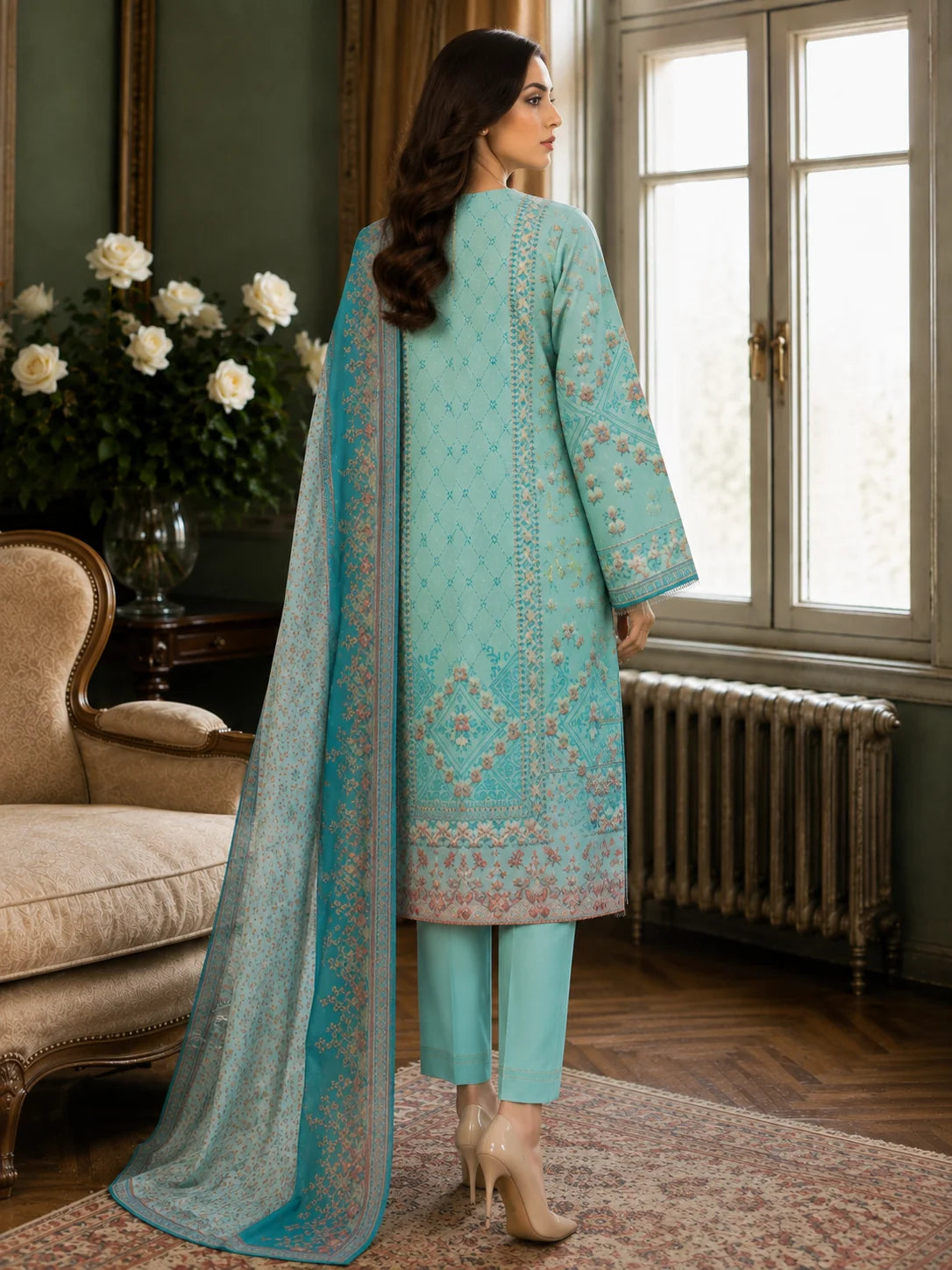 MTJ Tariq Jamil 2 Piece Printed Lawn Suit Shirt & Dupatta | Premium Unstitched Summer Collection 2026