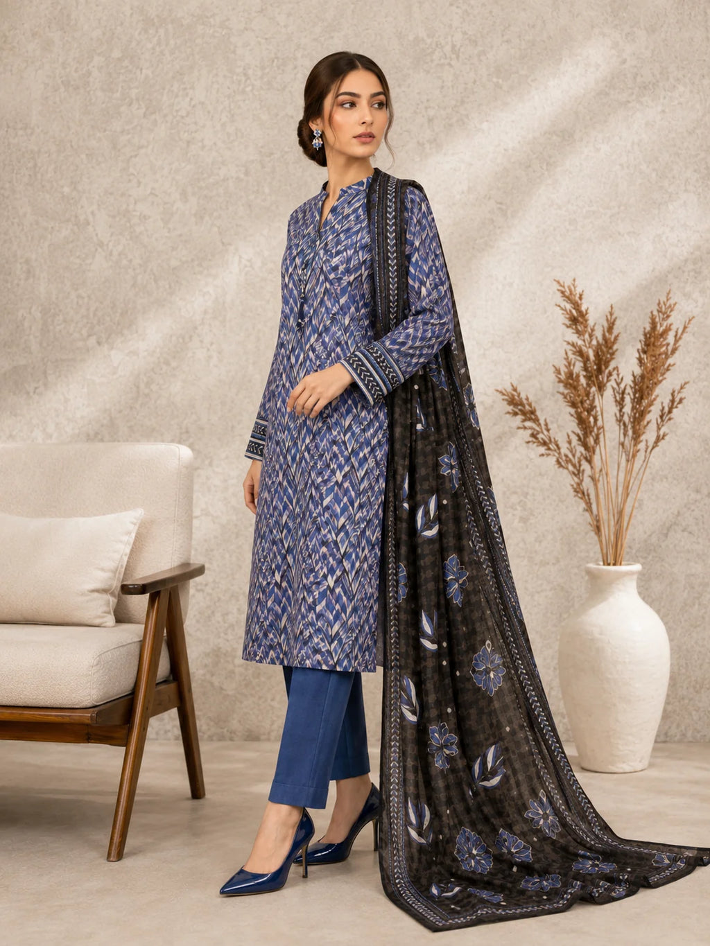 MTJ Tariq Jamil 2 Piece Printed Lawn Suit Shirt & Dupatta | Premium Unstitched Summer Collection 2026