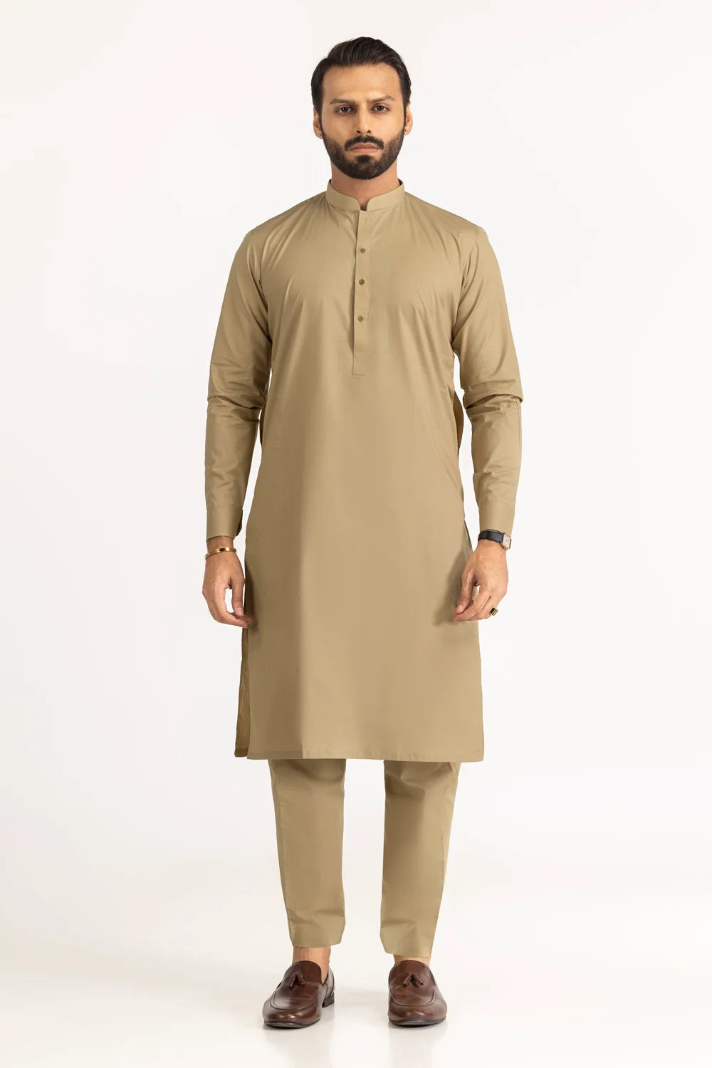 GulAhmed Men’s Unstitched Suit | Superior Quality Soft Cotton Men’s Collection /Khaki